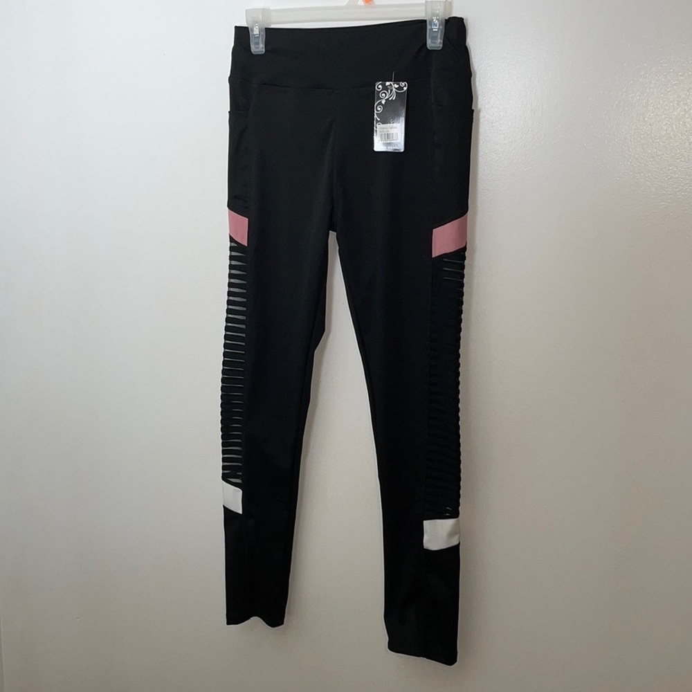 Womens black pink leggings size Large/XLarge
